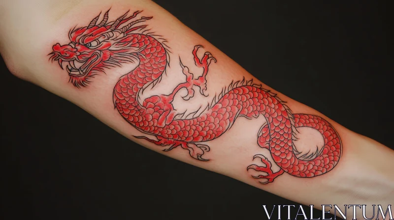 Intricate Red Dragon Tattoo on Arm