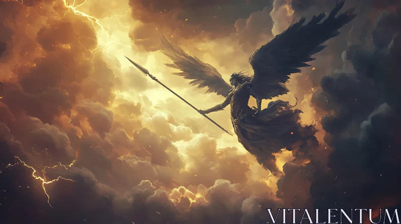 Winged Guardian in Stormy Skies