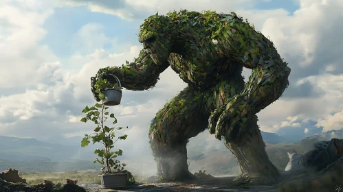 Moss Giant Nurturing Young Tree