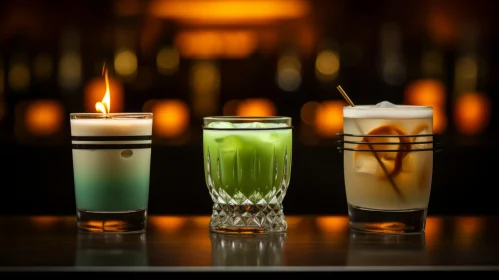 Captivating Alcoholic Beverages on a Bar Counter | Gritty Hollywood Glamour