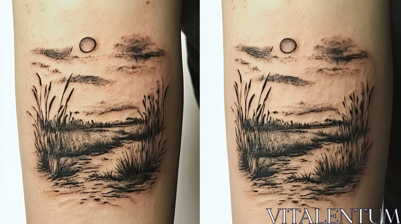 Tranquil Sunset Tattoo Design