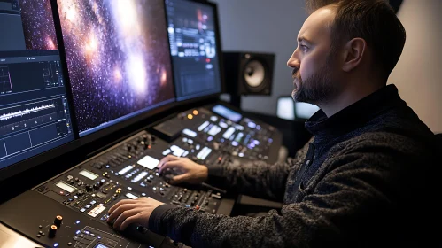 Audio Mixing Console with Sound Engineer