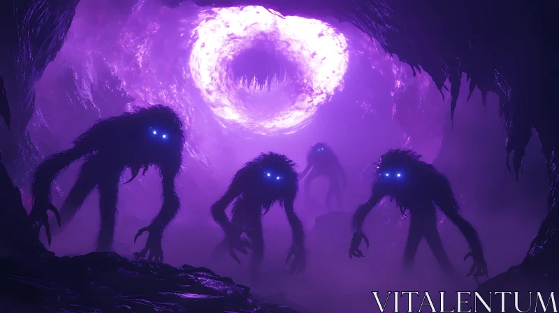 AI ART Purple Cave Monsters