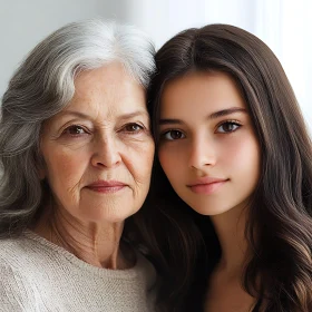 Elderly and Young Woman Portrait