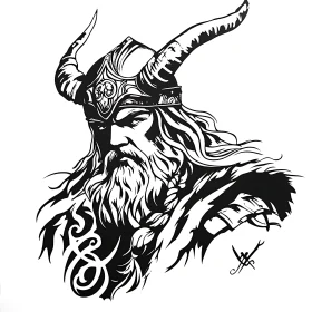 Monochrome Viking Warrior Graphic