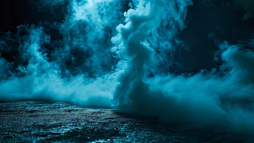 Enigmatic Blue Smoke Cloud Rising from Water - Abstract Art