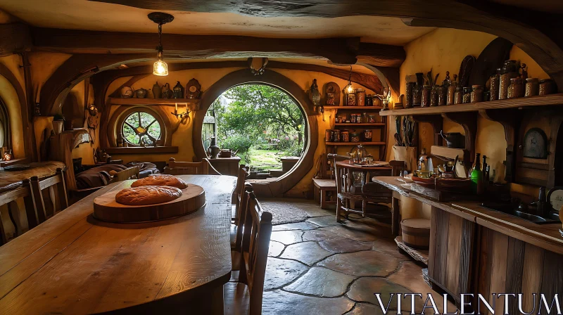 AI ART Rustic Hobbiton Kitchen