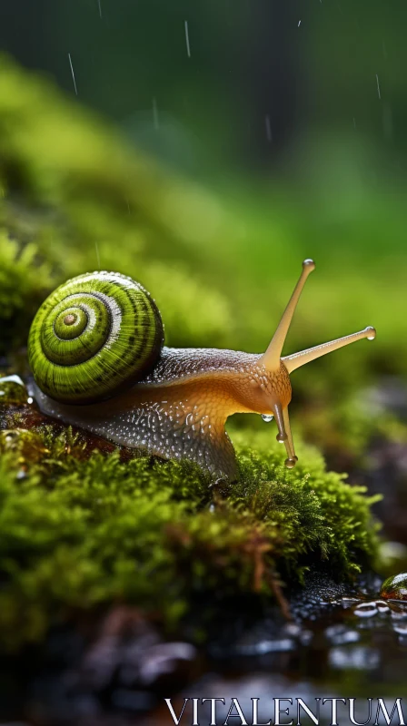 Snail's Journey: A Photorealistic Depiction of Nature's Beauty AI Image