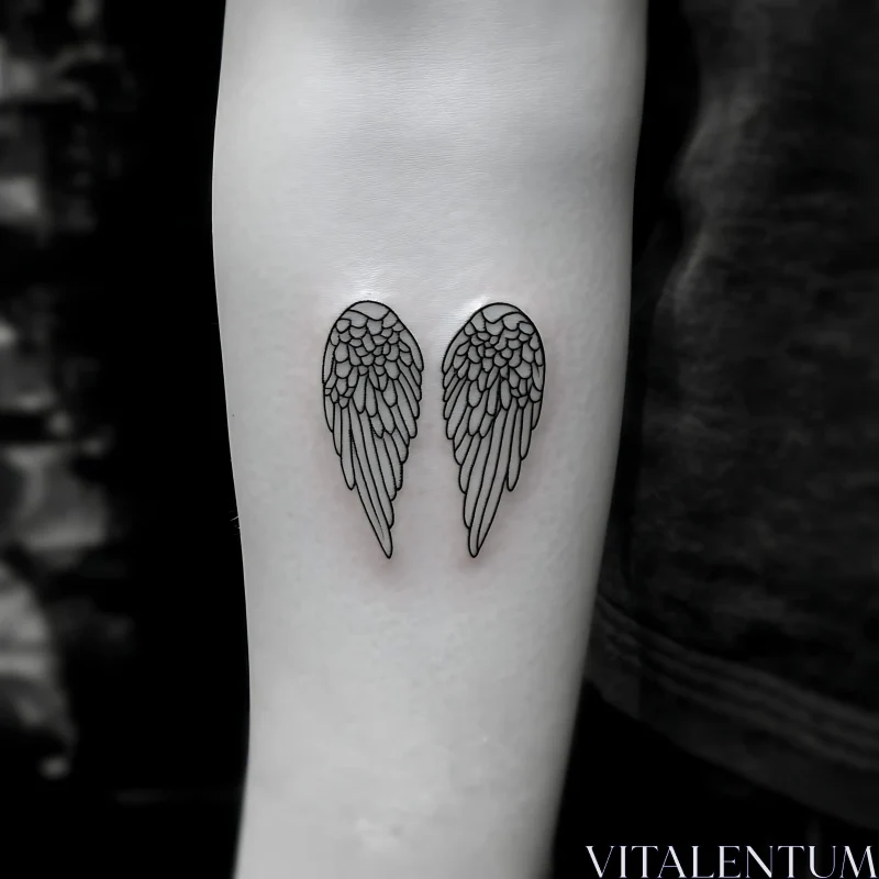 Intricate Feathered Wings Tattoo Design AI Image