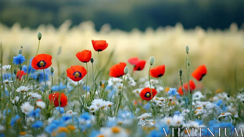 AI ART Field of Poppies and Wildflowers