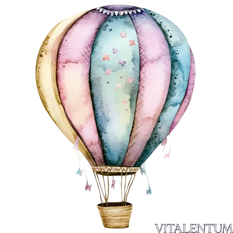 AI ART Whimsical Hot Air Balloon Art in Watercolor