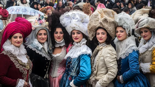 Women in Vintage Clothing and Hats