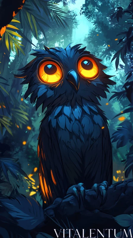 Enigmatic Owl in a Forest AI Image