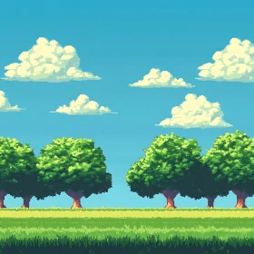 Peaceful Pixel Art Meadow Scene