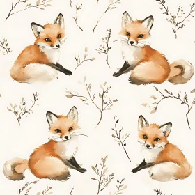 Watercolor Foxes Pattern