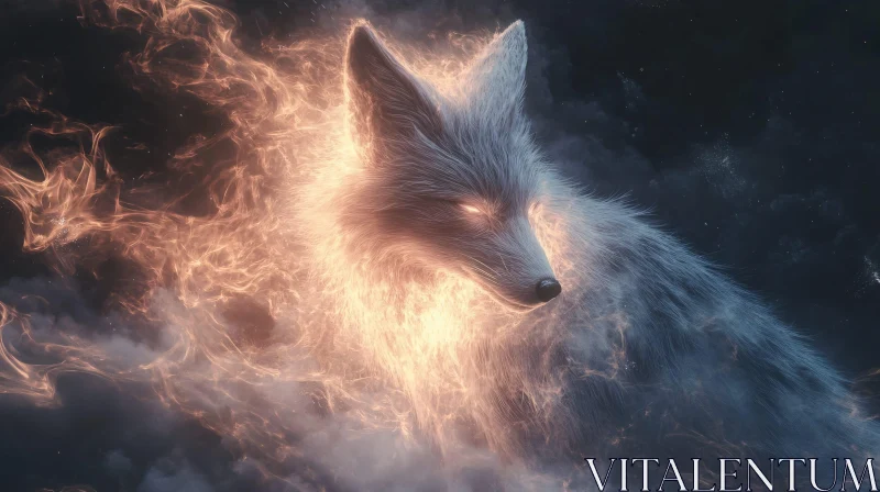 Flaming Fox in the Night AI Image