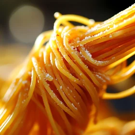 Detailed View of Freshly Cooked Pasta