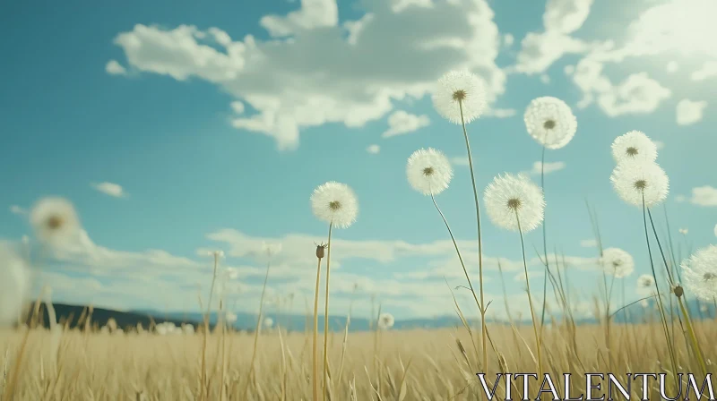 AI ART Dandelions in a Sunny Field