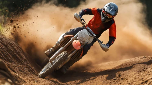 Dirt Track Motorcycle Racing Action Shot