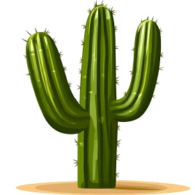 Stylized Cactus Illustration with Three Arms