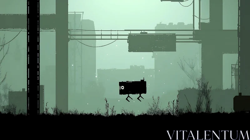 AI ART Post-Apocalyptic Robot Silhouette