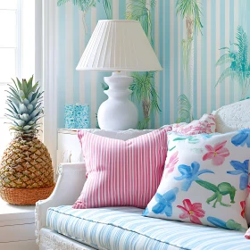 Bright Interior Scene with Tropical Accents