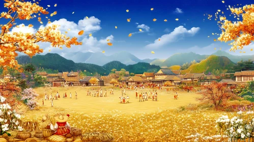 Scenic Asian Village Landscape