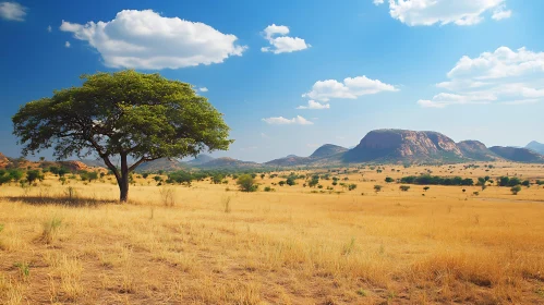 Lone Tree in African Landscape