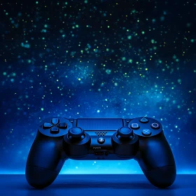 Blue Lit Controller with Starry Background