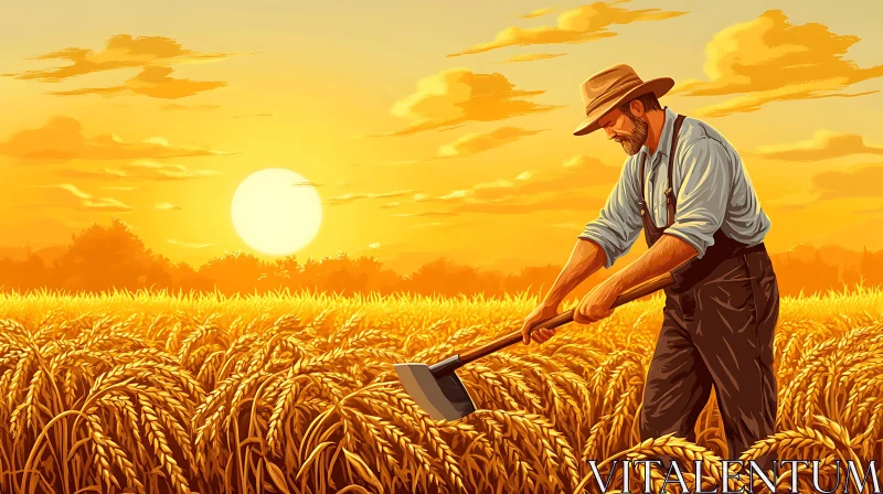 AI ART Wheat Field at Sunset