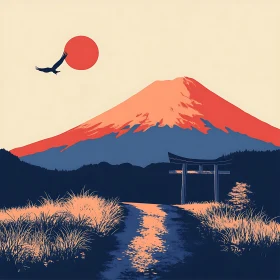 Tranquil Fuji Mountain Sunset View