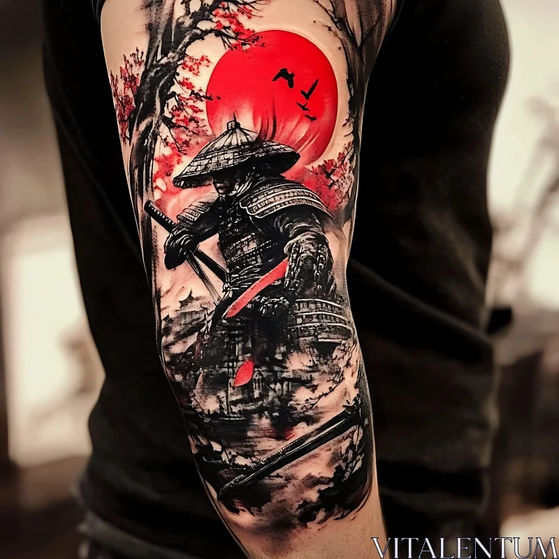 Samurai Warrior Tattoo Art AI Image