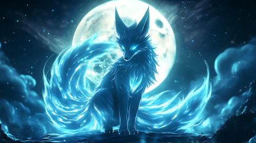 Glowing Fox and Moonlit Night