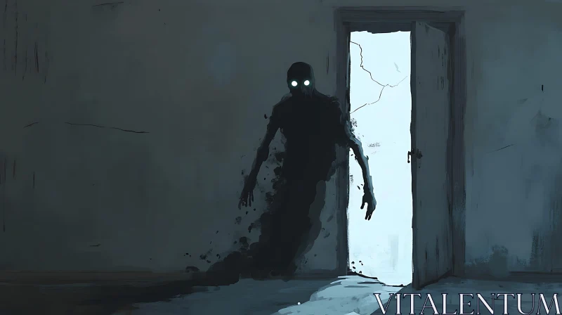 AI ART Silhouette Horror Figure with Glowing Eyes