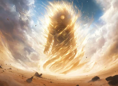 Surreal Elemental Figure Golden Light