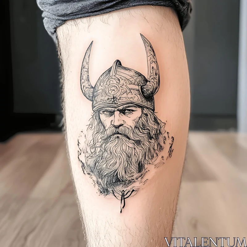 Viking Warrior Leg Tattoo AI Image