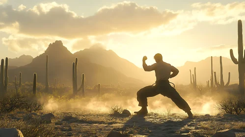 Desert Sunset Martial Arts Practice