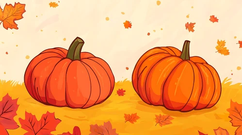 Two Pumpkins in Fall Season