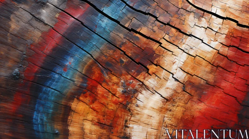 Abstract Painted Tree Trunk - A Multilayered Color Field AI Image