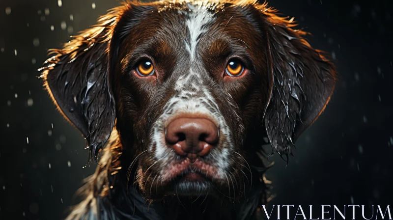 Atmospheric Portrait of a Wild Dog in the Rain AI Image
