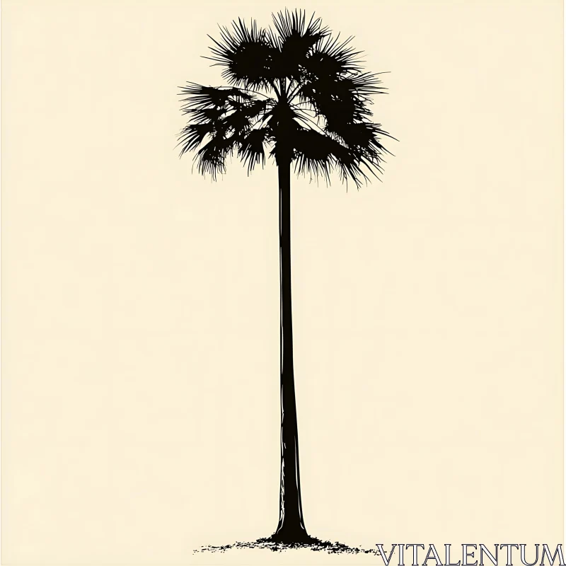 AI ART Elegant Palm Tree Outline