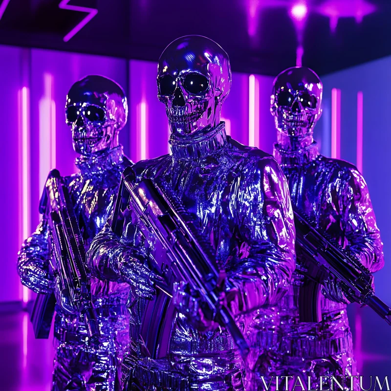 AI ART Futuristic Metallic Skeleton Warriors