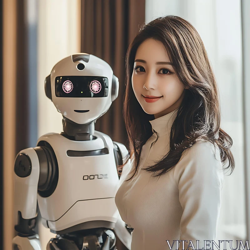 AI ART Futuristic Portrait with Robot Friend