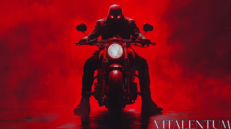 AI ART Monochromatic Red Motorcycle