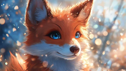 Winter Fox with Blue Eyes
