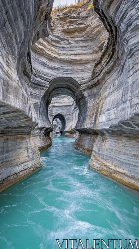 AI ART Spectacular River in Layered Canyon