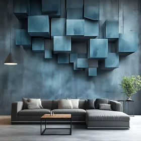 Stylish Living Room with Geometric Wall Art