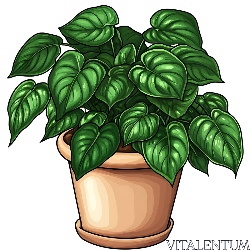 AI ART Green Leaves Indoor Plant