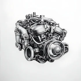 Monochrome Engine Machine Artwork