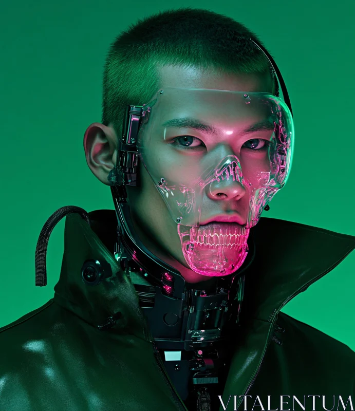 AI ART Neon Masked Cyborg Portrait